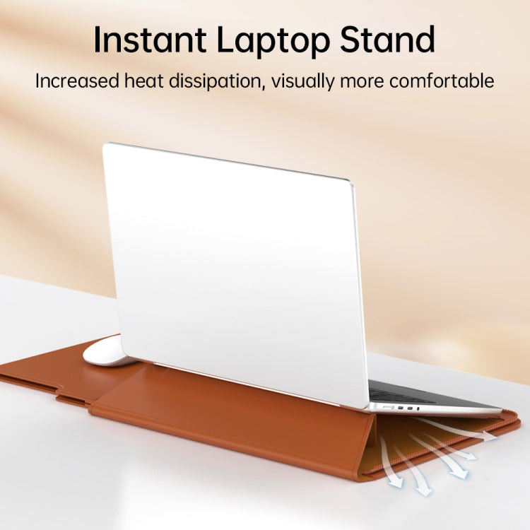 Multifunctional Laptop PU Magnetic Stand Split Liner Bag with Mouse Pad Function, Size:15 inch(Grey) by bashfashion