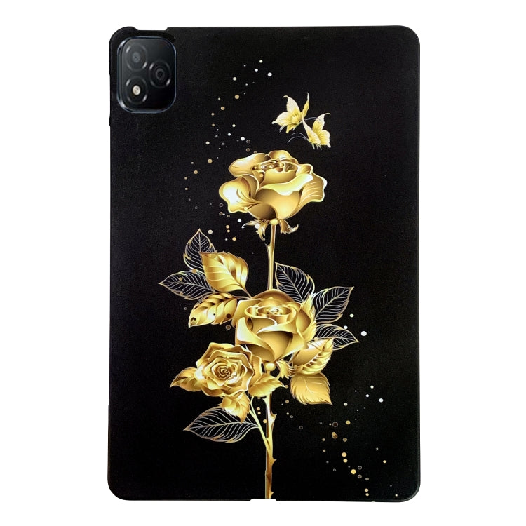 For Infinix Xpad Color Painting Pattern Smart Tablet TPU Case(Golden Rose) by bashfashion