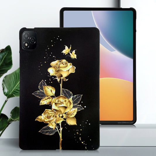 For Infinix Xpad Color Painting Pattern Smart Tablet TPU Case(Golden Rose) by bashfashion