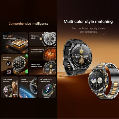 T7 1.508 inch 4G LTE Android 10 Smart Watch, 6GB+128GB, MTK6762 Octa Core, Support Heart Rate / Blood Oxygen(Silver) by bashfashion