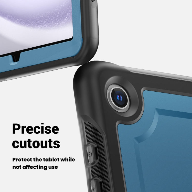 For Samsung Galaxy Tab A11+ / A9+ Honeycomb Hybrid Tablet Case with Handle Holder & Strap(Navy Blue) by bashfashion