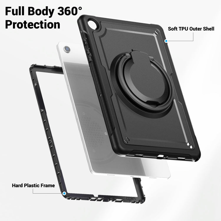 For Samsung Galaxy Tab A11+ / A9+ Honeycomb Hybrid Tablet Case with Handle Holder & Strap(Black) by bashfashion