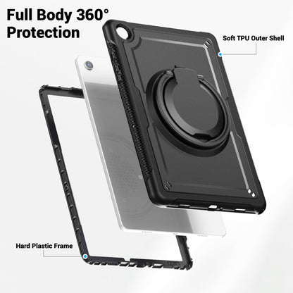 For Samsung Galaxy Tab A11+ / A9+ Honeycomb Hybrid Tablet Case with Handle Holder & Strap(Black) by bashfashion