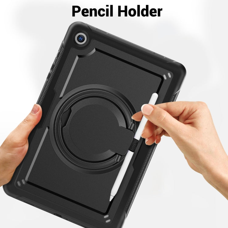 For Samsung Galaxy Tab A11+ / A9+ Honeycomb Hybrid Tablet Case with Handle Holder & Strap(Black) by bashfashion