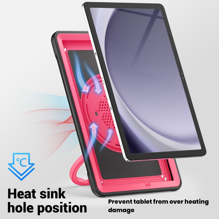 For Samsung Galaxy Tab A11+ / A9+ Honeycomb Hybrid Tablet Case with Handle Holder & Strap(Rose Red) by bashfashion