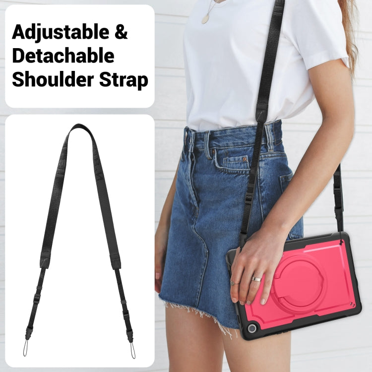 For Samsung Galaxy Tab A11+ / A9+ Honeycomb Hybrid Tablet Case with Handle Holder & Strap(Rose Red) by bashfashion