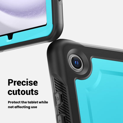 For Samsung Galaxy Tab A11+ / A9+ Honeycomb Hybrid Tablet Case with Handle Holder & Strap(Light Blue) by bashfashion