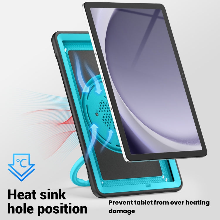 For Samsung Galaxy Tab A11+ / A9+ Honeycomb Hybrid Tablet Case with Handle Holder & Strap(Light Blue) by bashfashion