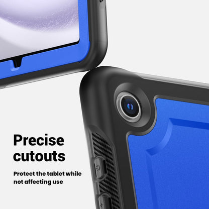 For Samsung Galaxy Tab A11+ / A9+ Honeycomb Hybrid Tablet Case with Handle Holder & Strap(Dark Blue) by bashfashion