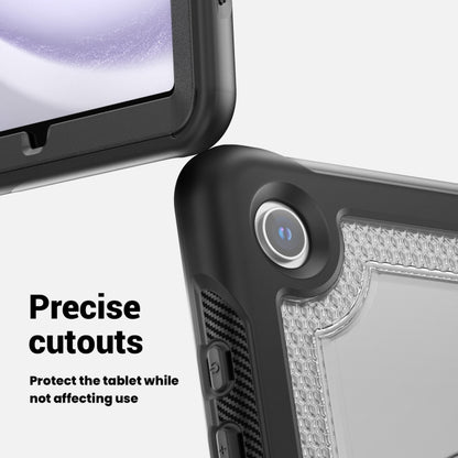 For Samsung Galaxy Tab A11+ / A9+ Honeycomb Hybrid Tablet Case with Handle Holder & Strap(Transparent) by bashfashion