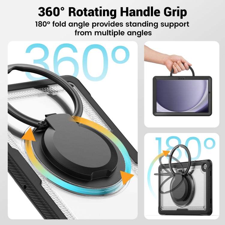 For Samsung Galaxy Tab A11+ / A9+ Honeycomb Hybrid Tablet Case with Handle Holder & Strap(Transparent) by bashfashion