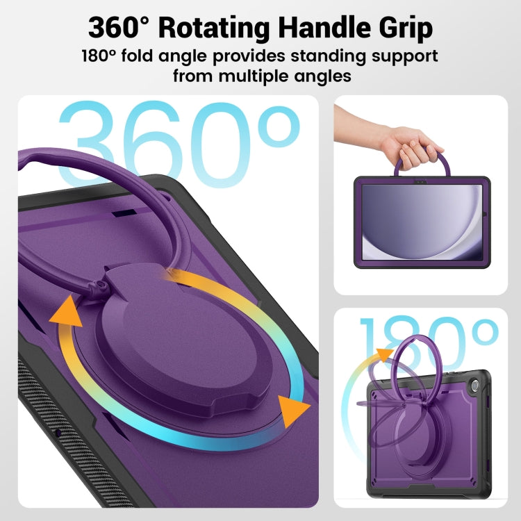 For Samsung Galaxy Tab A11+ / A9+ Honeycomb Hybrid Tablet Case with Handle Holder & Strap(Purple) by bashfashion