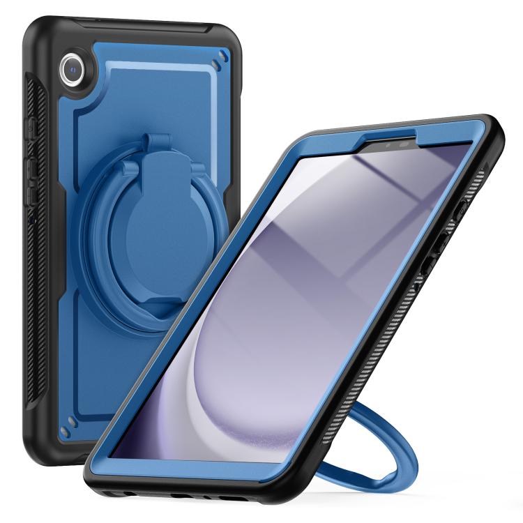 For Samsung Galaxy Tab A11 / A9 Honeycomb Hybrid Tablet Case with Handle Holder & Strap(Navy Blue) by bashfashion