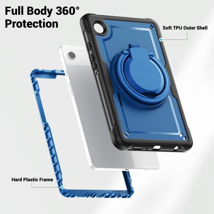 For Samsung Galaxy Tab A11 / A9 Honeycomb Hybrid Tablet Case with Handle Holder & Strap(Navy Blue) by bashfashion