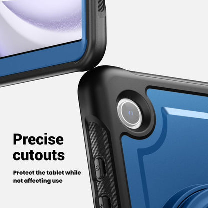 For Samsung Galaxy Tab A11 / A9 Honeycomb Hybrid Tablet Case with Handle Holder & Strap(Navy Blue) by bashfashion