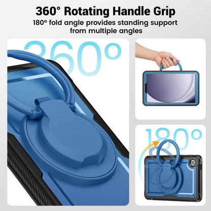 For Samsung Galaxy Tab A11 / A9 Honeycomb Hybrid Tablet Case with Handle Holder & Strap(Navy Blue) by bashfashion