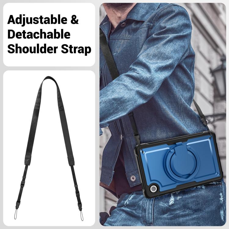 For Samsung Galaxy Tab A11 / A9 Honeycomb Hybrid Tablet Case with Handle Holder & Strap(Navy Blue) by bashfashion