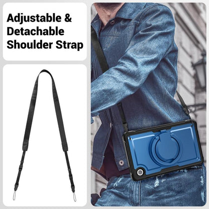 For Samsung Galaxy Tab A11 / A9 Honeycomb Hybrid Tablet Case with Handle Holder & Strap(Navy Blue) by bashfashion