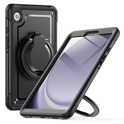 For Samsung Galaxy Tab A11 / A9 Honeycomb Hybrid Tablet Case with Handle Holder & Strap(Black) by bashfashion