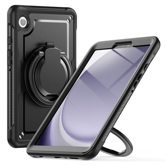 For Samsung Galaxy Tab A11 / A9 Honeycomb Hybrid Tablet Case with Handle Holder & Strap(Black) by bashfashion