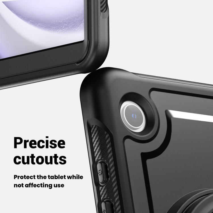 For Samsung Galaxy Tab A11 / A9 Honeycomb Hybrid Tablet Case with Handle Holder & Strap(Black) by bashfashion