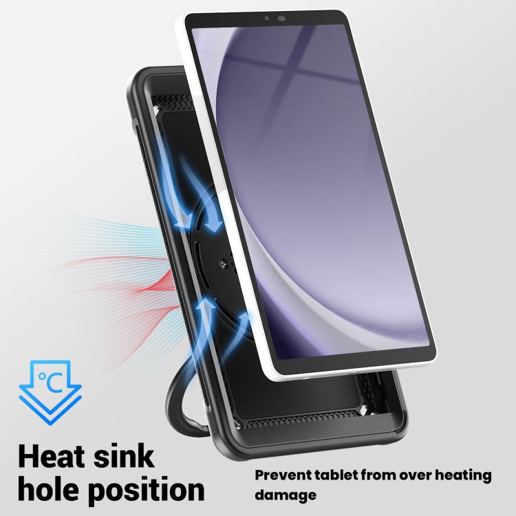 For Samsung Galaxy Tab A11 / A9 Honeycomb Hybrid Tablet Case with Handle Holder & Strap(Black) by bashfashion