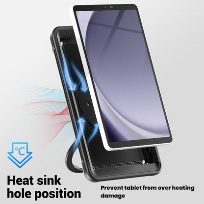 For Samsung Galaxy Tab A11 / A9 Honeycomb Hybrid Tablet Case with Handle Holder & Strap(Black) by bashfashion