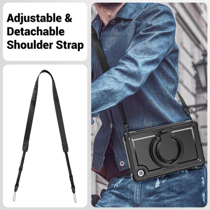 For Samsung Galaxy Tab A11 / A9 Honeycomb Hybrid Tablet Case with Handle Holder & Strap(Black) by bashfashion