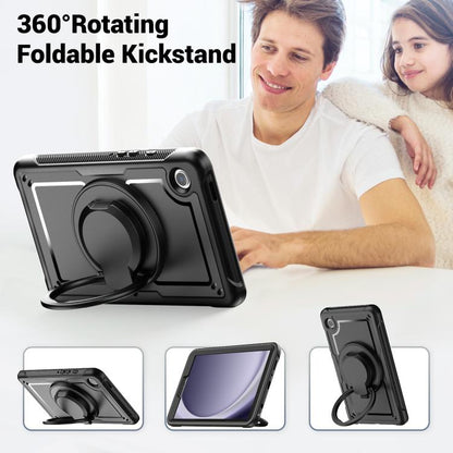 For Samsung Galaxy Tab A11 / A9 Honeycomb Hybrid Tablet Case with Handle Holder & Strap(Black) by bashfashion