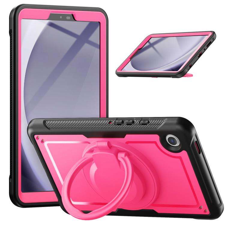 For Samsung Galaxy Tab A11 / A9 Honeycomb Hybrid Tablet Case with Handle Holder & Strap(Rose Red) by bashfashion
