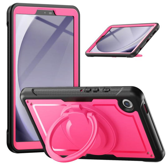 For Samsung Galaxy Tab A11 / A9 Honeycomb Hybrid Tablet Case with Handle Holder & Strap(Rose Red) by bashfashion