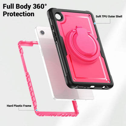 For Samsung Galaxy Tab A11 / A9 Honeycomb Hybrid Tablet Case with Handle Holder & Strap(Rose Red) by bashfashion