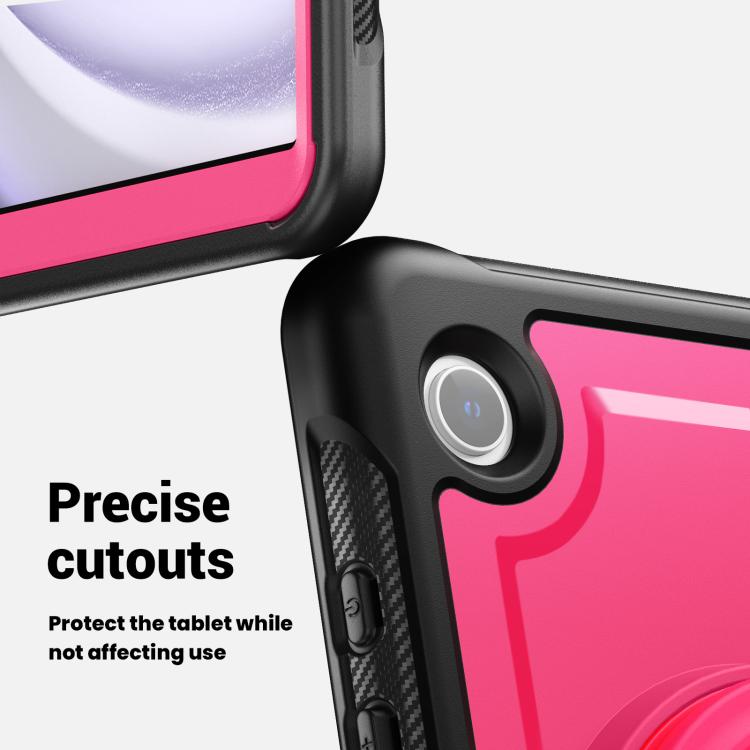 For Samsung Galaxy Tab A11 / A9 Honeycomb Hybrid Tablet Case with Handle Holder & Strap(Rose Red) by bashfashion