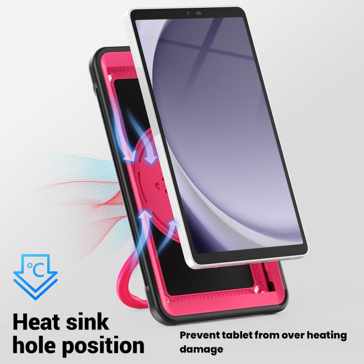 For Samsung Galaxy Tab A11 / A9 Honeycomb Hybrid Tablet Case with Handle Holder & Strap(Rose Red) by bashfashion