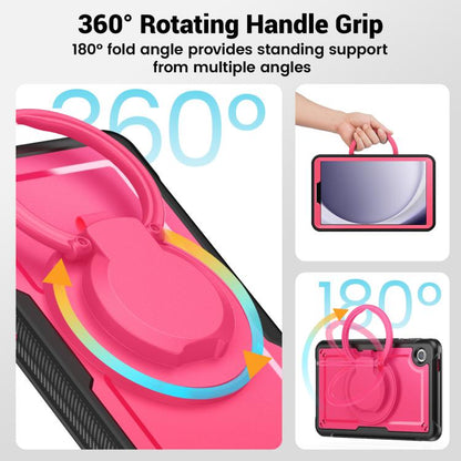 For Samsung Galaxy Tab A11 / A9 Honeycomb Hybrid Tablet Case with Handle Holder & Strap(Rose Red) by bashfashion