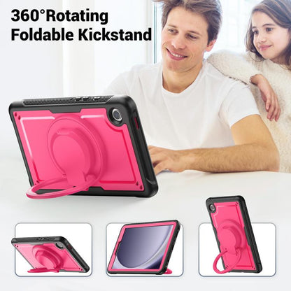 For Samsung Galaxy Tab A11 / A9 Honeycomb Hybrid Tablet Case with Handle Holder & Strap(Rose Red) by bashfashion