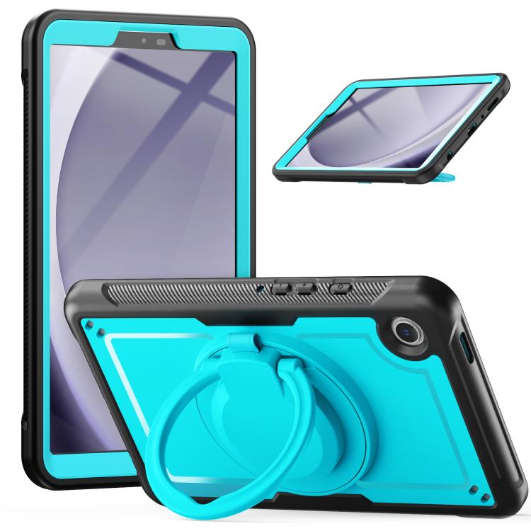 For Samsung Galaxy Tab A11 / A9 Honeycomb Hybrid Tablet Case with Handle Holder & Strap(Light Blue) by bashfashion