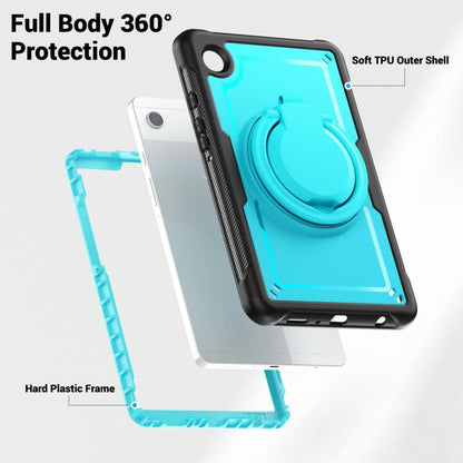 For Samsung Galaxy Tab A11 / A9 Honeycomb Hybrid Tablet Case with Handle Holder & Strap(Light Blue) by bashfashion