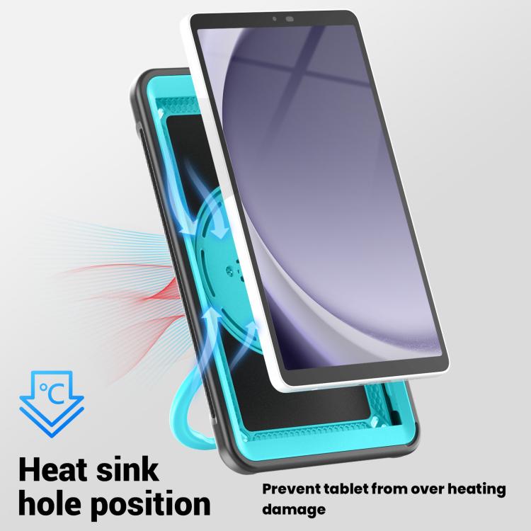 For Samsung Galaxy Tab A11 / A9 Honeycomb Hybrid Tablet Case with Handle Holder & Strap(Light Blue) by bashfashion