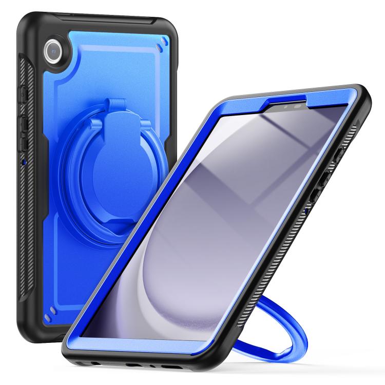 For Samsung Galaxy Tab A11 / A9 Honeycomb Hybrid Tablet Case with Handle Holder & Strap(Dark Blue) by bashfashion