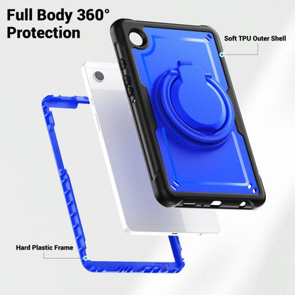 For Samsung Galaxy Tab A11 / A9 Honeycomb Hybrid Tablet Case with Handle Holder & Strap(Dark Blue) by bashfashion