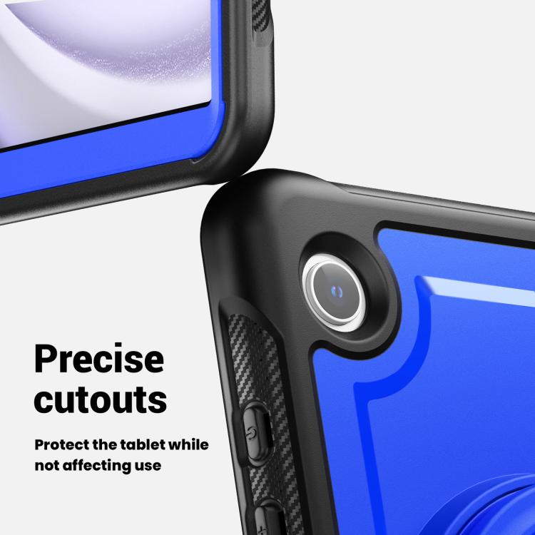 For Samsung Galaxy Tab A11 / A9 Honeycomb Hybrid Tablet Case with Handle Holder & Strap(Dark Blue) by bashfashion