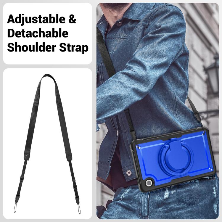 For Samsung Galaxy Tab A11 / A9 Honeycomb Hybrid Tablet Case with Handle Holder & Strap(Dark Blue) by bashfashion