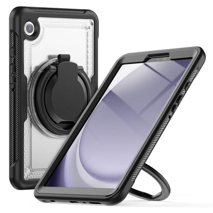 For Samsung Galaxy Tab A11 / A9 Honeycomb Hybrid Tablet Case with Handle Holder & Strap(Transparent) by bashfashion