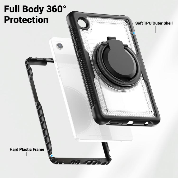 For Samsung Galaxy Tab A11 / A9 Honeycomb Hybrid Tablet Case with Handle Holder & Strap(Transparent) by bashfashion