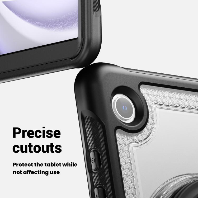 For Samsung Galaxy Tab A11 / A9 Honeycomb Hybrid Tablet Case with Handle Holder & Strap(Transparent) by bashfashion