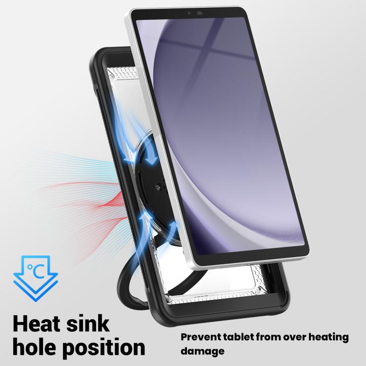 For Samsung Galaxy Tab A11 / A9 Honeycomb Hybrid Tablet Case with Handle Holder & Strap(Transparent) by bashfashion