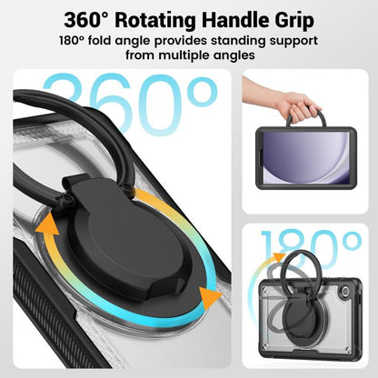 For Samsung Galaxy Tab A11 / A9 Honeycomb Hybrid Tablet Case with Handle Holder & Strap(Transparent) by bashfashion