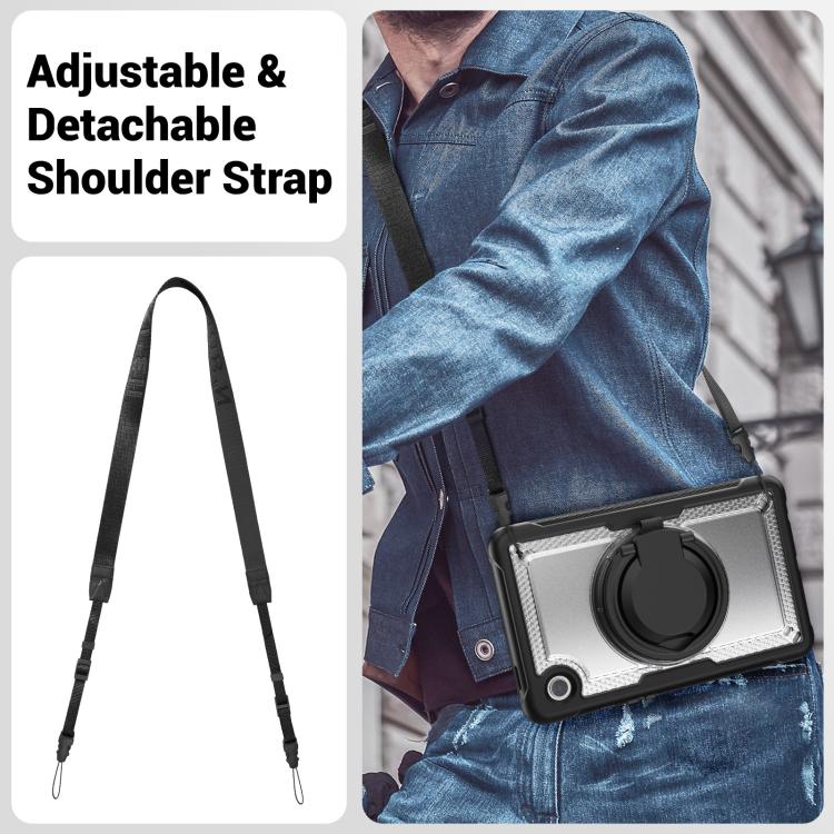 For Samsung Galaxy Tab A11 / A9 Honeycomb Hybrid Tablet Case with Handle Holder & Strap(Transparent) by bashfashion