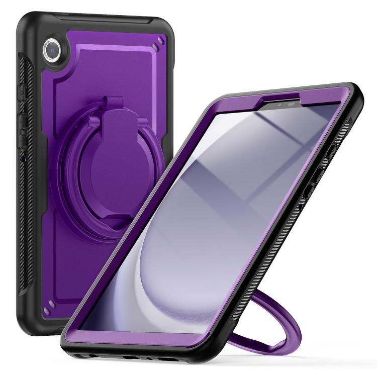 For Samsung Galaxy Tab A11 / A9 Honeycomb Hybrid Tablet Case with Handle Holder & Strap(Purple) by bashfashion